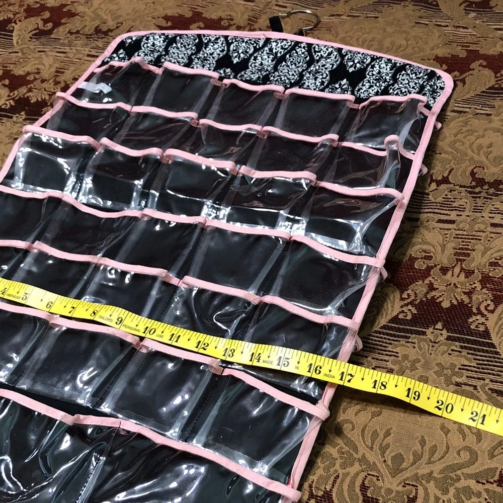 Over-the-Door Jewelry Organizer Black Double Side Multi Clear Pockets